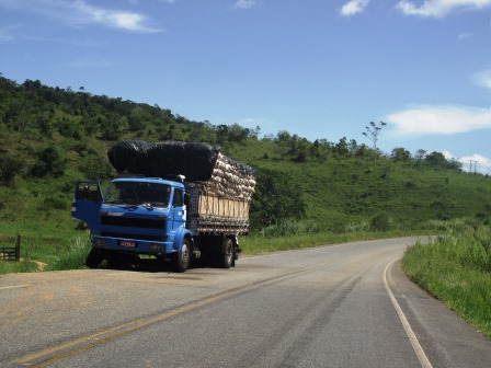 Caminhão quebrado ocupa pista da BA 262 (Foto: Iguaí Mix)