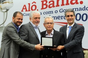 Edmundo Filho, Jaques Wagner, Álvaro Martins e Robinson Almeida (Foto: Manu Dias/GOVBA)