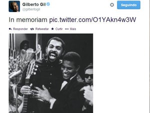 Cantor Gilberto Gil postou homenagem a Jair Rodrigues no Twitter (Foto: Reprodução/Twitter)