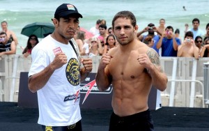 Aldo e Mendes no treino aberto em praia do Rio, em 2012 (Foto: André Durão / Globoesporte.com)