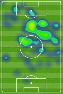 Mapa de movimentação de Messi no duelo entre Argentina x Paraguai (Foto: Reprodução)