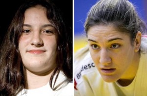 Montagem mostra Mayra no início de carreira, bem novinha, e neste ano, durante treino para o Pan  (Foto: Divulgação)