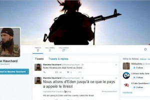 Um integrante do grupo Estado Islâmico postou em sua conta pessoal no Twitter uma ameaça ao Brasil  (Foto: Reprodução do Twitter) 