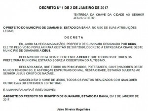 (Foto: Reprodução/Diário Oficial de Guanambi)